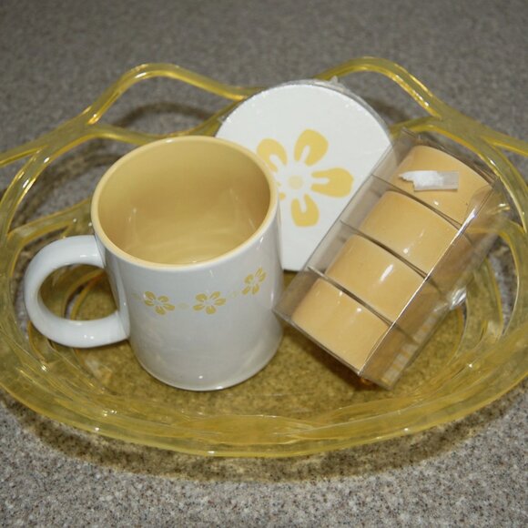 NWOT Michaels Kitchen Set: Mug, Coasters, Napkin Rings, & Basket - Picture 2 of 10